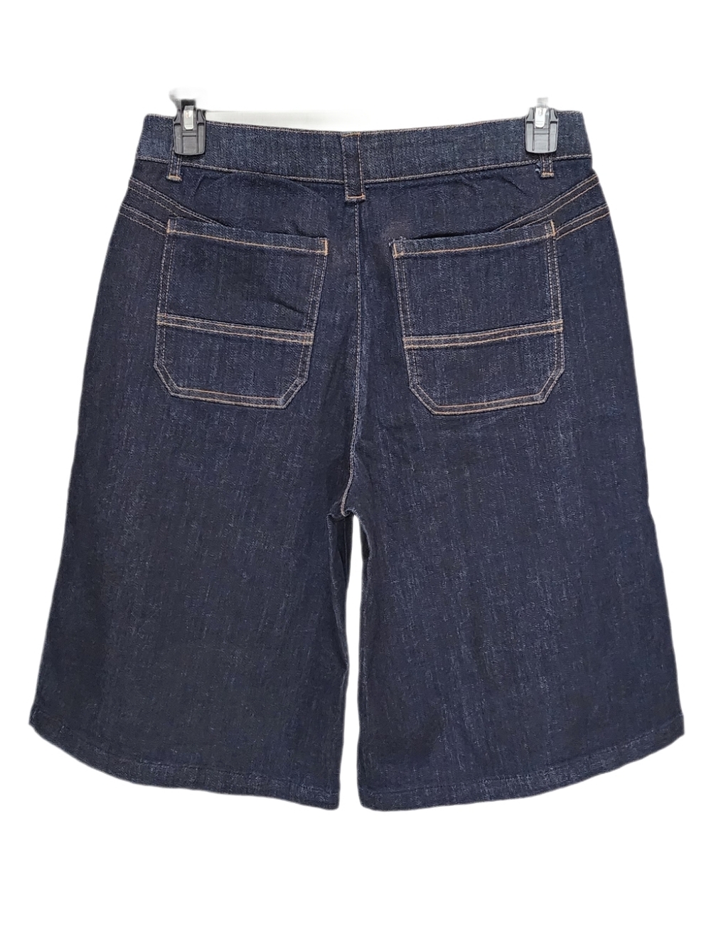 Democracy Pleated Front Relaxed Denim Bermuda Shorts Skyrise Ab Solution Indigo - Picture 8 of 9